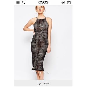 Black Lace Midi Pencil Dress